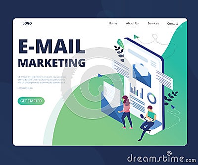 Email Marketing For Growing Business Isometric Artwork Concept Stock Photo