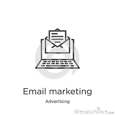 email marketing icon vector from advertising collection. Thin line email marketing outline icon vector illustration. Outline, thin Vector Illustration