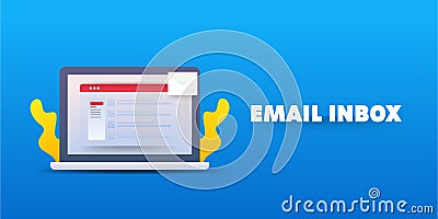 Email message incoming and displaying on email dashboard interface, email application 3d style design concept. Stock Photo