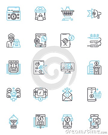 Email media linear icons set. Inbox, Spam, Attachment, Signature, Draft, Compose, Reply line vector and concept signs Vector Illustration