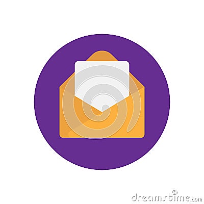 Email message flat icon. Round colorful button, Envelope with letter circular vector sign, logo illustration Vector Illustration