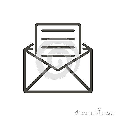 Email message icon vector. Line open mail symbol. Vector Illustration