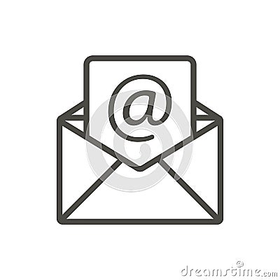 Email message icon vector. Line open mail symbol. Vector Illustration