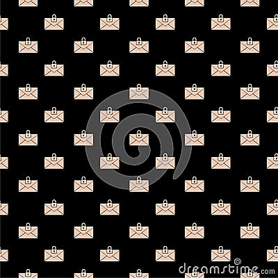 Email message lock password icon isolated seamless pattern on black background Vector Illustration