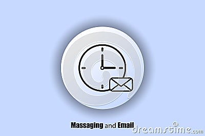 Email and messaging icon. Envelope with hours. the concept of waiting for sending a message, letter. button for sites. Neomorphism Stock Photo