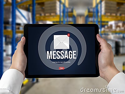 Email notification message showing on computer screen snugly Stock Photo