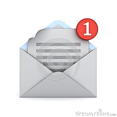 Email notification one new email message in the inbox concept Stock Photo