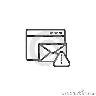 Email phishing alert line icon Cartoon Illustration