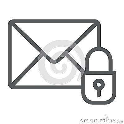 Email protection line icon, mail and security, envelope sign, vector graphics, a linear pattern on a white background. Vector Illustration