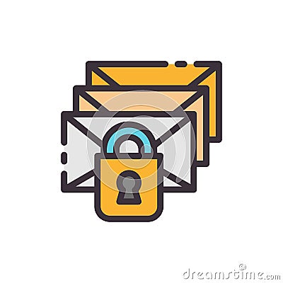 Email protection. Spamming blocker. Vector color icon. Vector Illustration