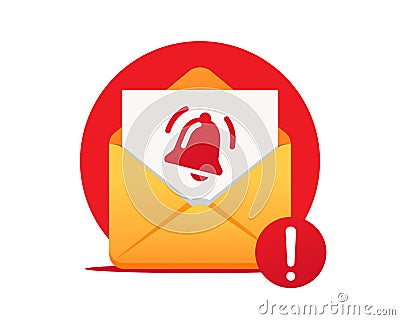Email reminder, vector icon. Notification of a new email. New email message Vector Illustration