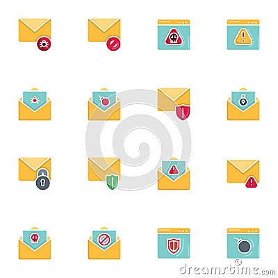 Email security elements collection Vector Illustration