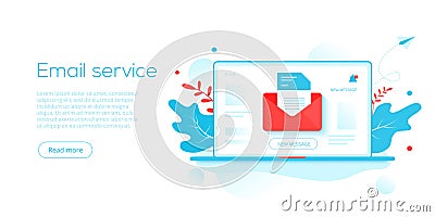 Email service creative flat vector illustration. Electronic mail message concept as part of business marketing. Webmail or mobile Vector Illustration