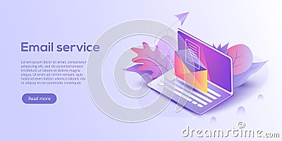 Email service isometric vector illustration. Electronic mail mes Vector Illustration