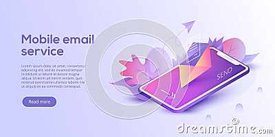 Email service isometric vector illustration. Electronic mail mes Vector Illustration