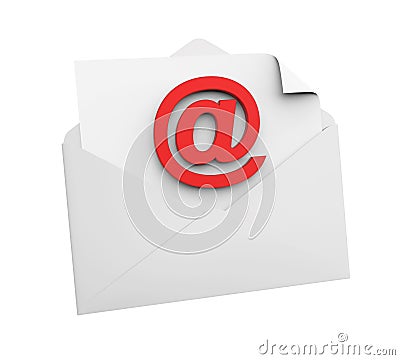 Email Sign and Envelope Isolated Stock Photo