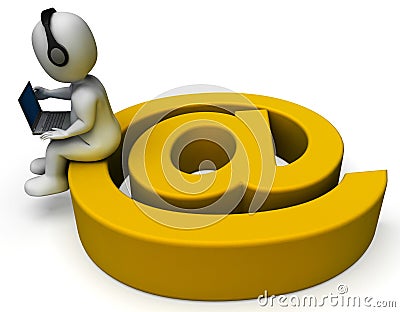 Email Sign And Laptop Showing E-mail Correspondence Stock Photo