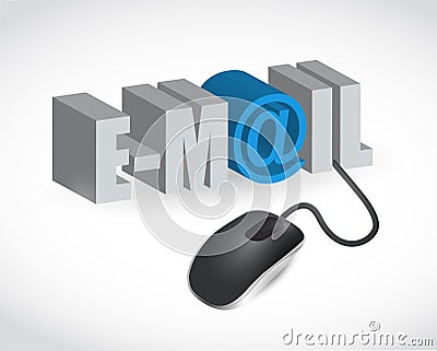 Email sign and mouse illustration Cartoon Illustration