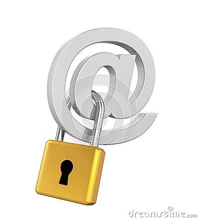 Email Sign Padlock Isolated Stock Photo