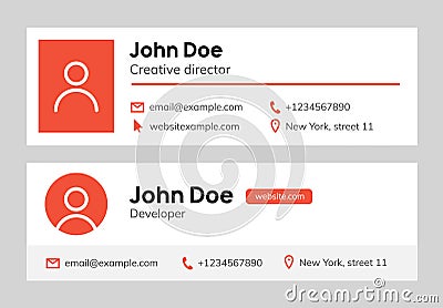 Email signature template design. Corporate mail business email signature vector banner Vector Illustration