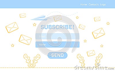 Email Subscribe Form Design Commerce Landing Page Vector Illustration