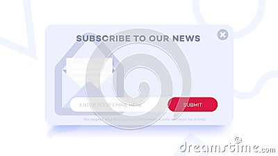Email subscribe to latest news. Website element with e-mail subscribition form. Vector Illustration
