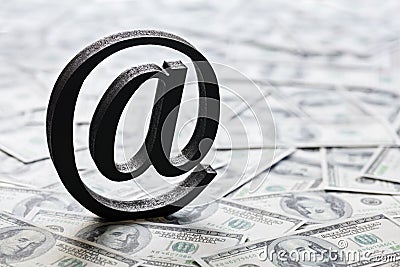 Email symbol on money concept for internet banking and electronic transfer of funds Stock Photo