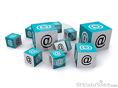 Email symbols on cubes Stock Photo
