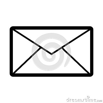 Email vector icon. Black and white mail illustration. Outline linear message icon. Vector Illustration