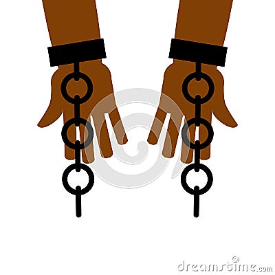 Emancipation from slavery. break free. Chains on slave hands. Vector Illustration