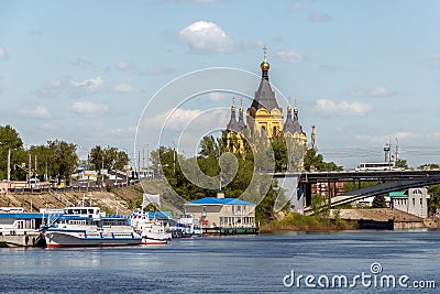 Embankment of Sovetskaya Street in Nizhny Novgorod. View of the Strelka Editorial Stock Photo