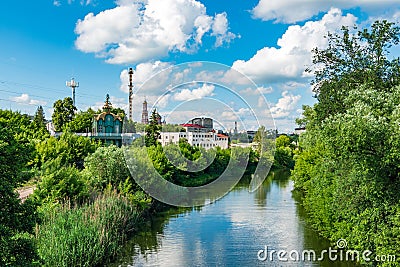 Tambov. Embankment of the Tsna River in Tambov. View on flow Tsna river in Tambov Stock Photo