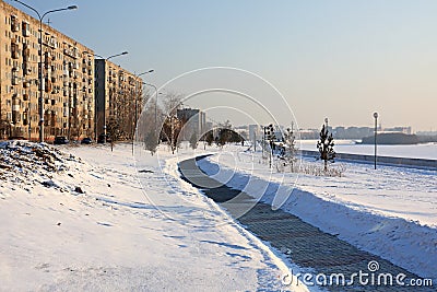 Embankment in winter. Stock Photo