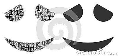 Embarassed Smile Composition of Binary Digits Vector Illustration