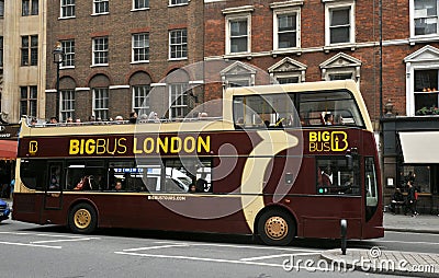 Big Bus Tour bus on the streets of London, England Editorial Stock Photo