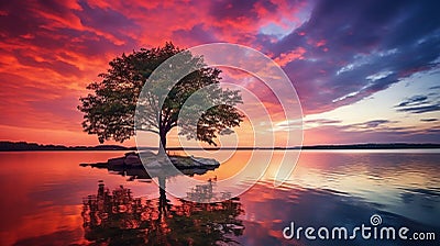 Sunset Serenity Natures Canvas of Colors Stock Photo