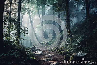 Exploring the Enigmatic Forest's Silky Layers Stock Photo