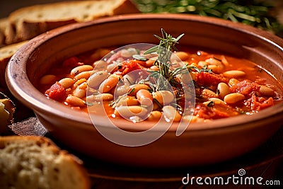 Rustic Elegance: Experience the Delight of Tuscan-Style Stewed Beans Stock Photo
