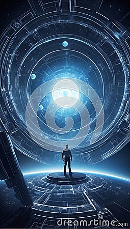QuantumQuotient Vision: Exploring Tomorrow's DataEclipse Odyssey. AI generate Stock Photo