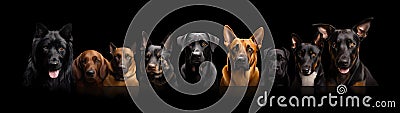 Ultra-Wide Background of Various Dogs (Generative AI) Stock Photo