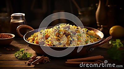 A Symphony of Spices and Fragrances in Keema Biryani Stock Photo