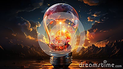 Embark on a journey of intellectual illumination with a captivating lightbulb illustration adorned with study icons. Unleash your Cartoon Illustration