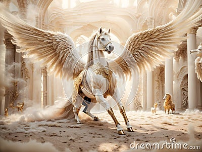 Mythical Equine Majesty: Pegasus Art Prints to Inspire Stock Photo