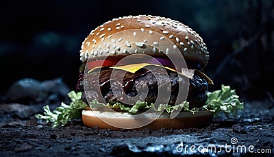 Mystical Burger Unveiling Stock Photo