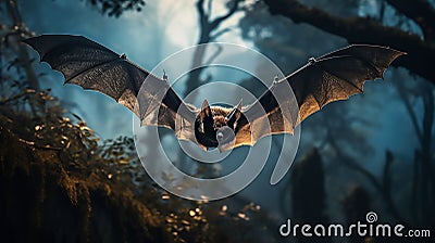 The Flying Grey Long Eared Bat Stock Photo