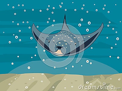 Majestic Stingray in Ocean Depths Vector Illustration