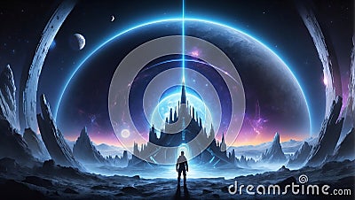 Odyssey Beyond Boundaries: Navigating QuantumQuotient DataEclipse. AI generate Stock Photo