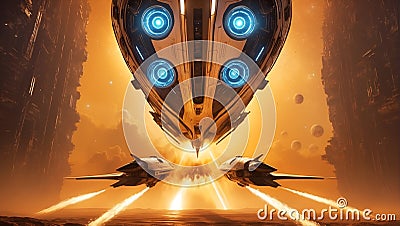quantum voyage: advanced ai-powered interstellar craft. ai generated Stock Photo