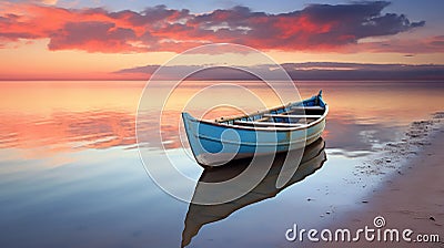 Beach, Boat, Dawn in coastal morning Stock Photo
