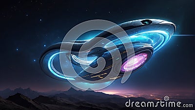 serpentine cosmic journey: a futuristic marvel in space. ai generated Stock Photo